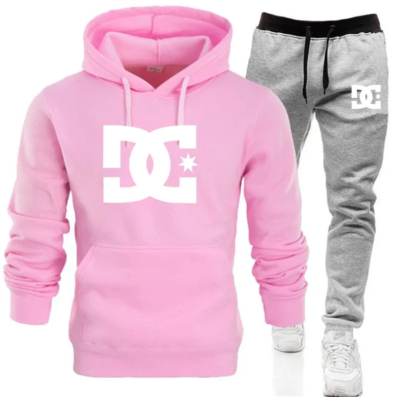 New men's autumn and winter hooded sweatshirts, sportswear, outdoor fashionable jogging couple pullovers and trousers two-piece