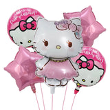 Lindo juego de globos decorativos para fiesta de anime, temática de Hello Kitty, fiesta de cumpleaños de niña kawaii, globos para baby shower, 5 piezas 