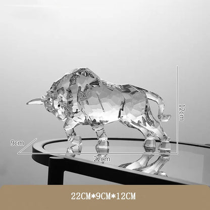 Room Decor Animal Ox Sculpture Ornaments Acrylic Crystal Crafts Statue Living Room Office Desktop Decoration Nordic Artwork Gift