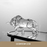 Room Decor Animal Ox Sculpture Ornaments Acrylic Crystal Crafts Statue Living Room Office Desktop Decoration Nordic Artwork Gift