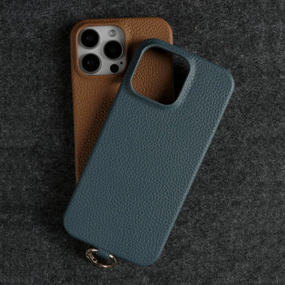 Funda de piel auténtica personalizable con cordón de carga para iPhone 16 Pro Max, 15, 14, 13, 12 y 11, con funda magnética.