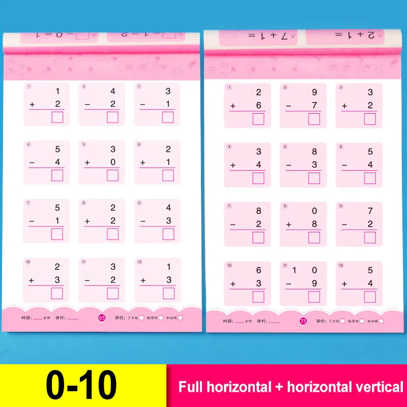64 Pages/Book Children's Addition and Subtraction Learning Mathematics Workbook Handwritten Arithmetic Exercise Books Notebooks