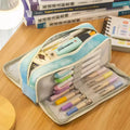 Black Pencil Pouch Stationery Holder Bag Gift Case Pen Ruler Organizer School Student Supplies Canvas Zipper Open Cosmetic Bag A