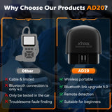 XTOOL Advancer AD20 Mini Bluetooth 5.0 OBD2 Escáner con funciones OBD2 completas Herramienta de diagnóstico de coche Lectura/borrado de códigos de falla Universal