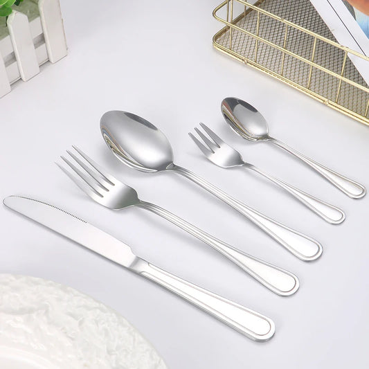 Juego de cubiertos de acero inoxidable de 6/30 Uds., cuchillo para carne y tenedor, tenedor y cuchara de postre, de alta gama, adecuado para restaurantes y hoteles