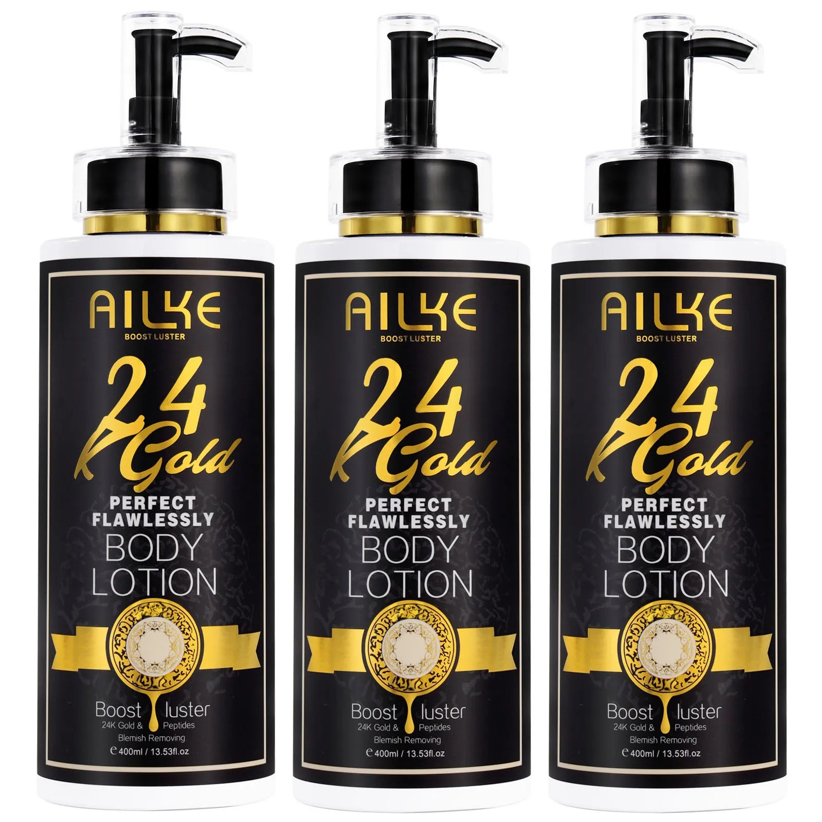 AILKE 24K Gold Flawlessly Skin Care Set, Whitening, Reduces Dark Spots, Pigmentation, Wrinkles, Moisturizes, For All Skin Types