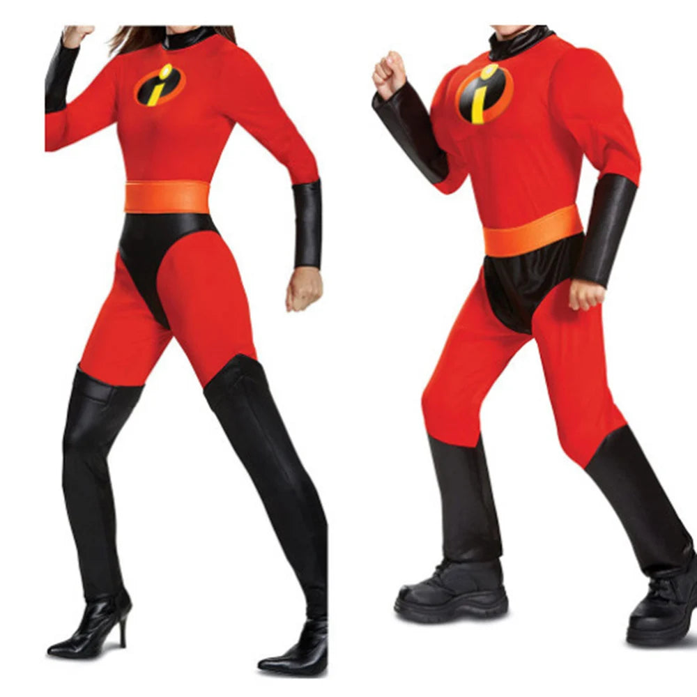 Mr Mrs Incredibles Cosplay Elastigirl Hulk Spider Family Adult Suit Jumpsuit Bodysuit Halloween Costumes Jumpsuit