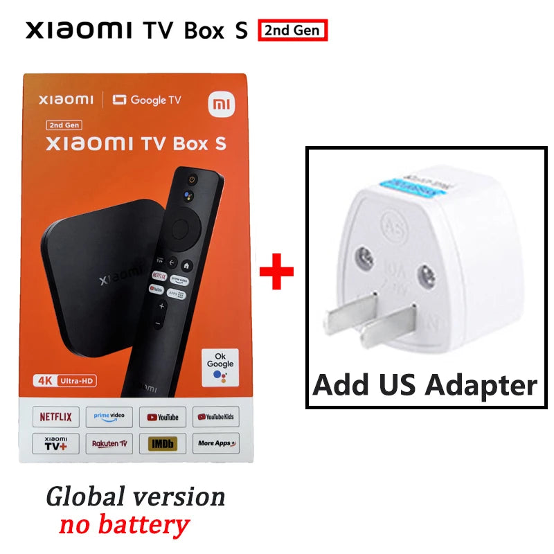 Original Global Version Xiaomi TV Box S 2nd Gen 4K Ultra HD 2G 8G WiFi BT5.2 Google TV Cast Netflix Smart TV Box Media Player