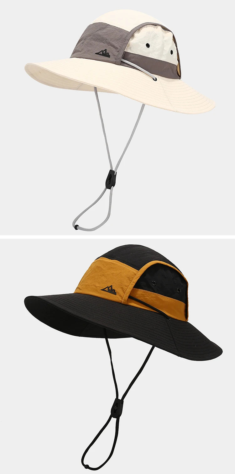 Summer Outdoor Sun Protection Hat for Women Men Hiking Fishing Sunscreen Visor Cap Large Brim Shawl Quick Drying Fisherman Hat