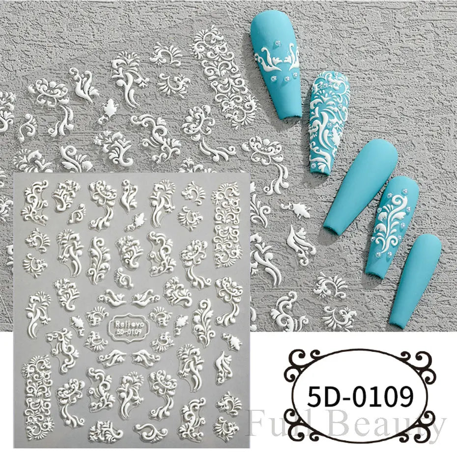 Stickers for Nails Marine Punk Black Line Design Art Slider Party Cool Decoration Adhesive Decal Emboss DIY Manicure Accessories