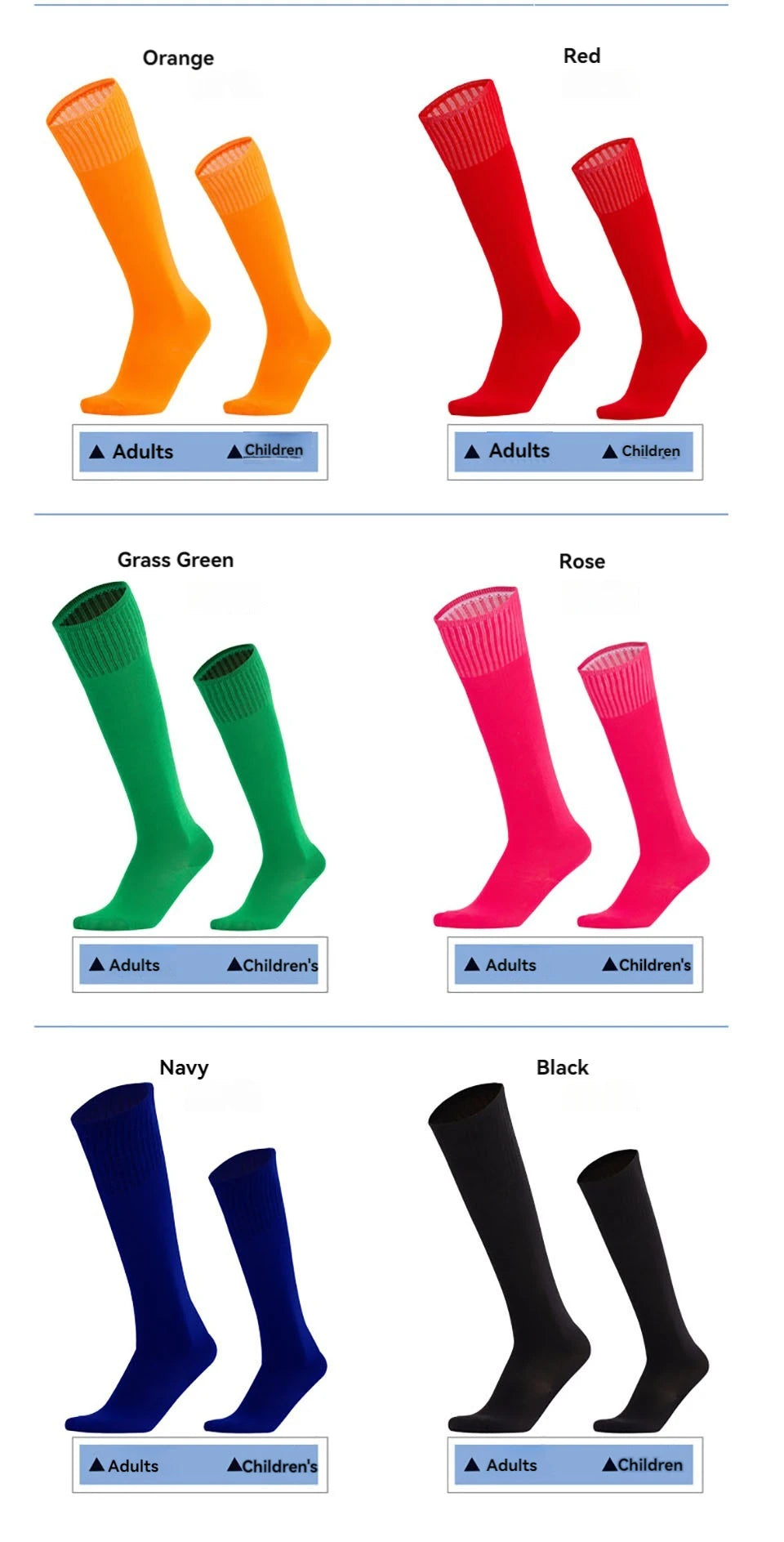 Loogdeel Football Sports Socks Long Knee Cotton Solid Color Kids Legging Stockings Soccer Baseball Ankle Adults Children Socks