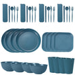 36pcs Plate Sets Wheat Straw Eco-Friendly Ramen Bowl Tableware Dinner Dishes Set Camping Tableware Set With Knife Fork Spoon