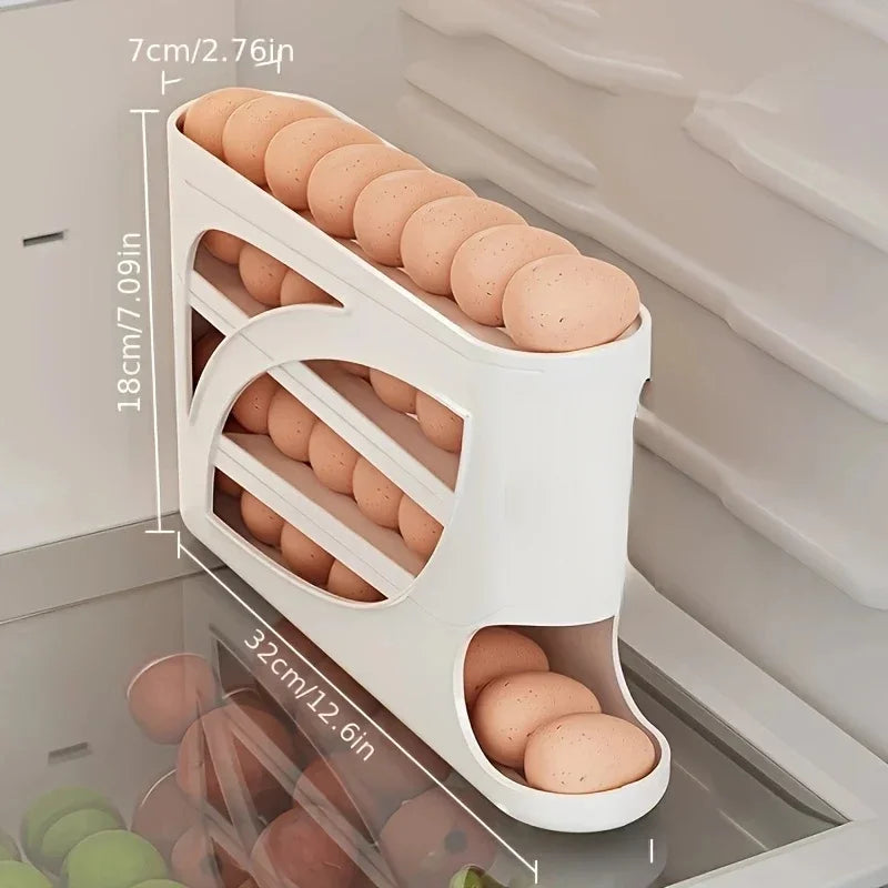 Automatic Scrolling Egg Rack Kitchen Egg Holder Storage Box Egg Basket Container Organizer Rolldown Refrigerator Egg Dispenser