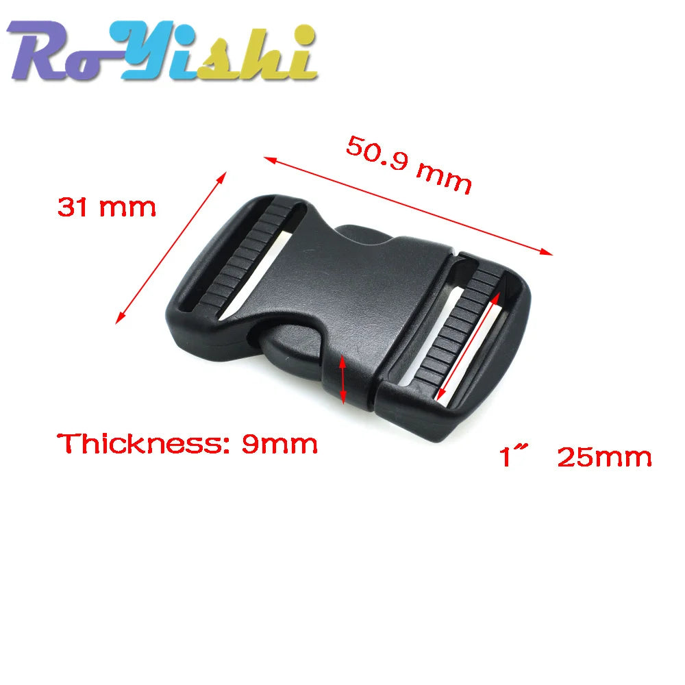 2 Pcs/Pack 20~50mm Plastic Hardware Dual Adjustable Side Release Buckles Molle Tatical Backpack Belt Bag Parts Strap Webbing