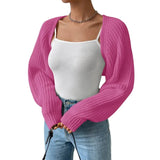 Women's Open Front Crochet Cardigan, Casual Sweater, Ribbed Shrug, Bolero Tops, Monochrome, Fashion