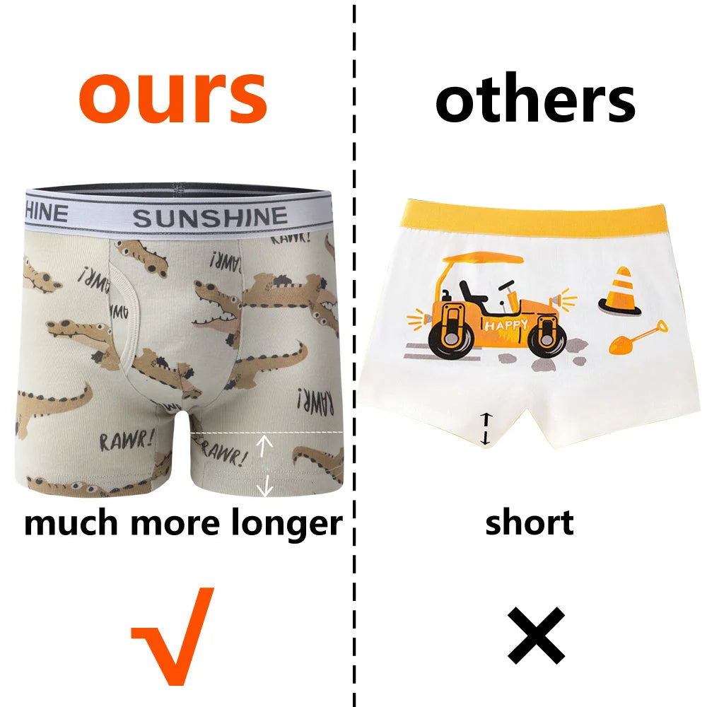 1/3/6 Pcs Boys Boxer Briefs Sets 2025 New Kids Cotton Underwear Boy Underpants Teenager Dinosaur Print Soft Children Panties