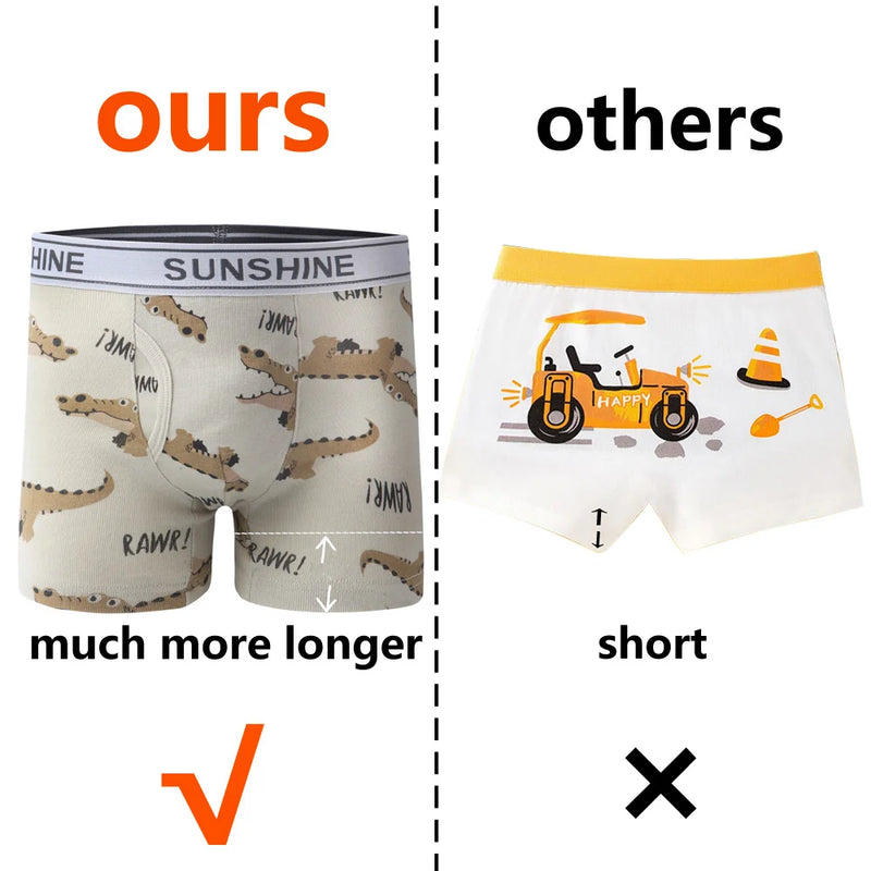 1/3/6 pcs Boys Boxer Briefs Sets 2025 New Kids Cotton Underwear Boy Underpants Teenager Dinosaur Print Soft Children Panties