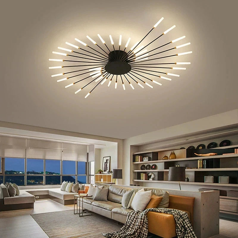 Lámpara de techo LED moderna para sala de estar, comedor, dormitorio, diseño de fuegos artificiales nórdicos, decoración del hogar, iluminación interior