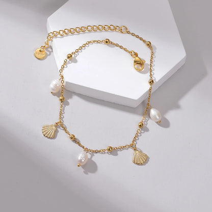 Uzone moda grânulo pingente tornozelo corrente pulseira na perna pé de aço inoxidável ajustável charme pés corrente para mulher jelwery presente