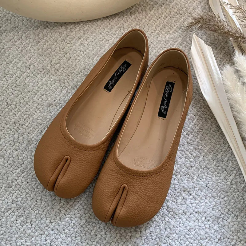 Women Flats Tabi Ninja Shoes Woman Ladies Microfiber Leather Comfy  Flats Split Toe Slippers Soft Bottom Loafers Solid Brief La