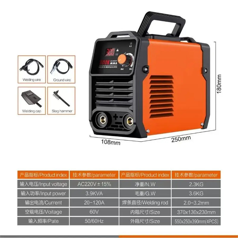Portable Welding Machine 220V Digital Display LCD Hot Start Welding Machines 300A ARC Welder Machine with Electrode Holder Wire