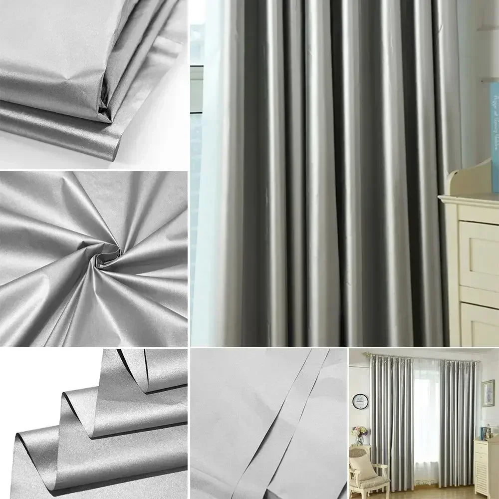 Easy Install Sunscreen Protection Thermal Insulation Curtain with Hook Silver Coated Fabric Shade Cloth Home Office Decoration
