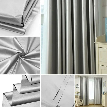 Easy Install Sunscreen Protection Thermal Insulation Curtain with Hook Silver Coated Fabric Shade Cloth Home Office Decoration