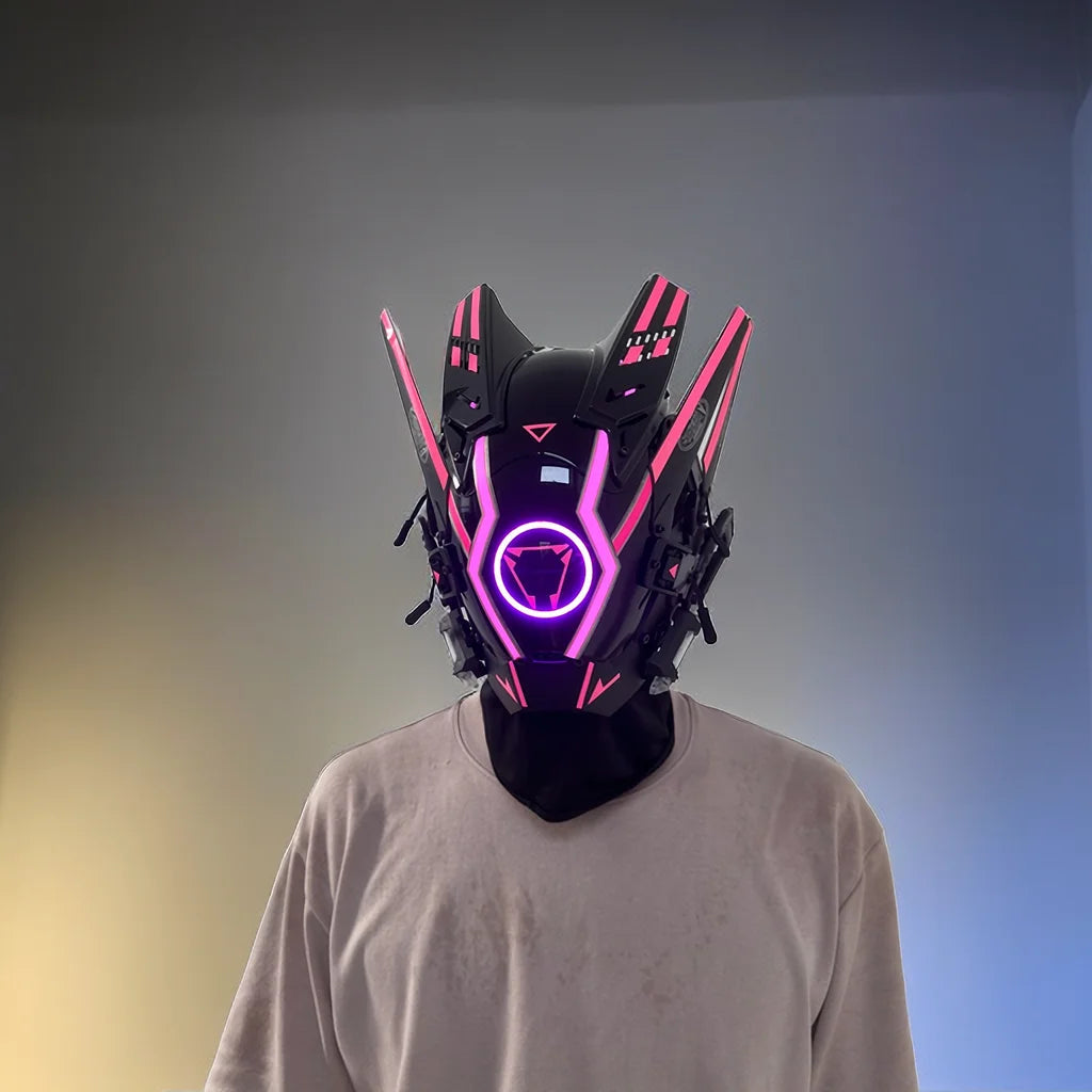 Capacete Cyberpunk com LED – Máscara para Festas, Halloween, Natal e Cosplay – Presente para Adultos
