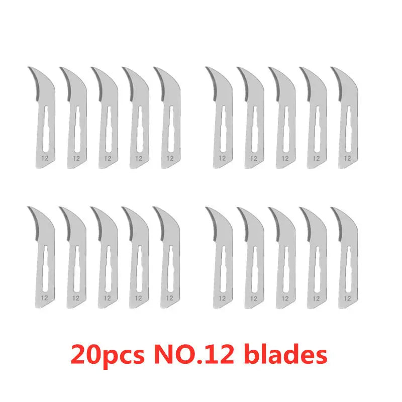 20-100pcs NO.10-15C Carbon Steel Carving Metal Scalpel Blades Handle DIY Cutting Repair Animal Surgical Knife Tool Box Non Slip