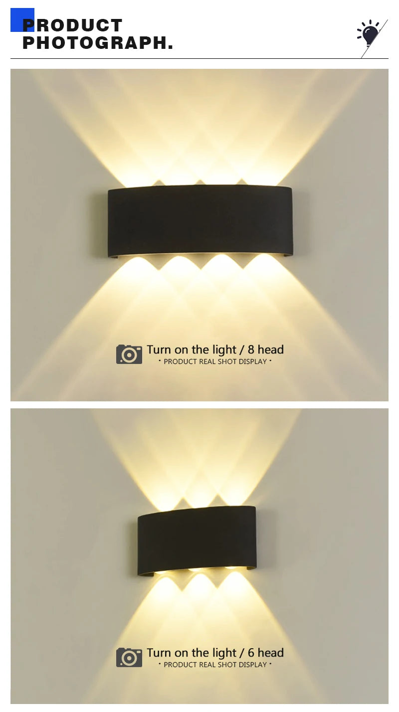 Modern LED Wall Lights Indoor and Outdoor Waterproof Wall Lights Living Room Corridors Courtyard Gardens Outdoor Wall Lights