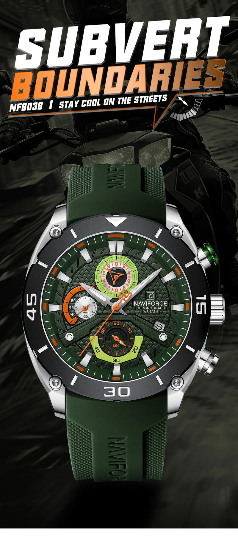 NAVIFORCE Sport Watch for Men Waterproof Quartz Wristwatch Chronograph Military Clock With Luminous Reloj Hombre Male Gift 2024