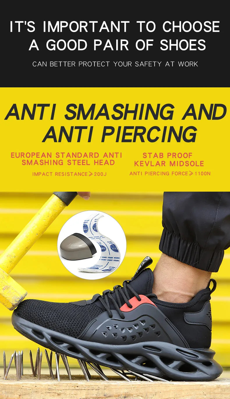 Men Safety Footwear Indestructible Shoes Sneakers Steel Toe Protective Boots Anti-smash Anti-puncture Work Safety Anti-slip Shoe
