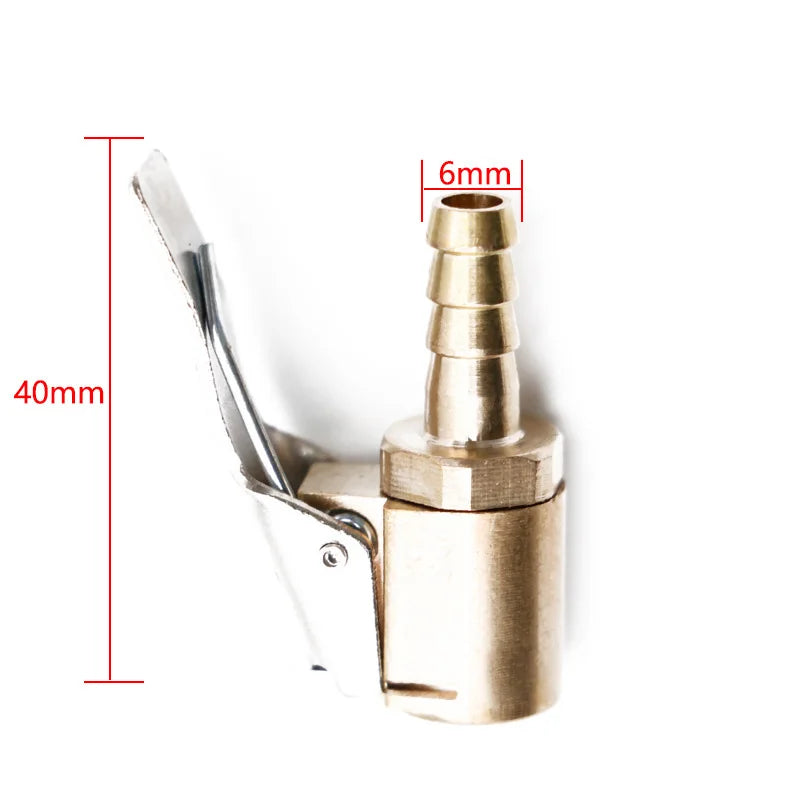 Car Tire Air Chuck Inflator Pump Valve Connector Clip-on Adapter Car Brass 6mm 8mm Tyre Wheel Valve For Inflatable Pump