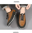 Spring Luxury Men's Casual Leather Shoes Elastic Band Business Flats Loafers for Men Soft Sole Peas Shoes Soft Men's Sneakers