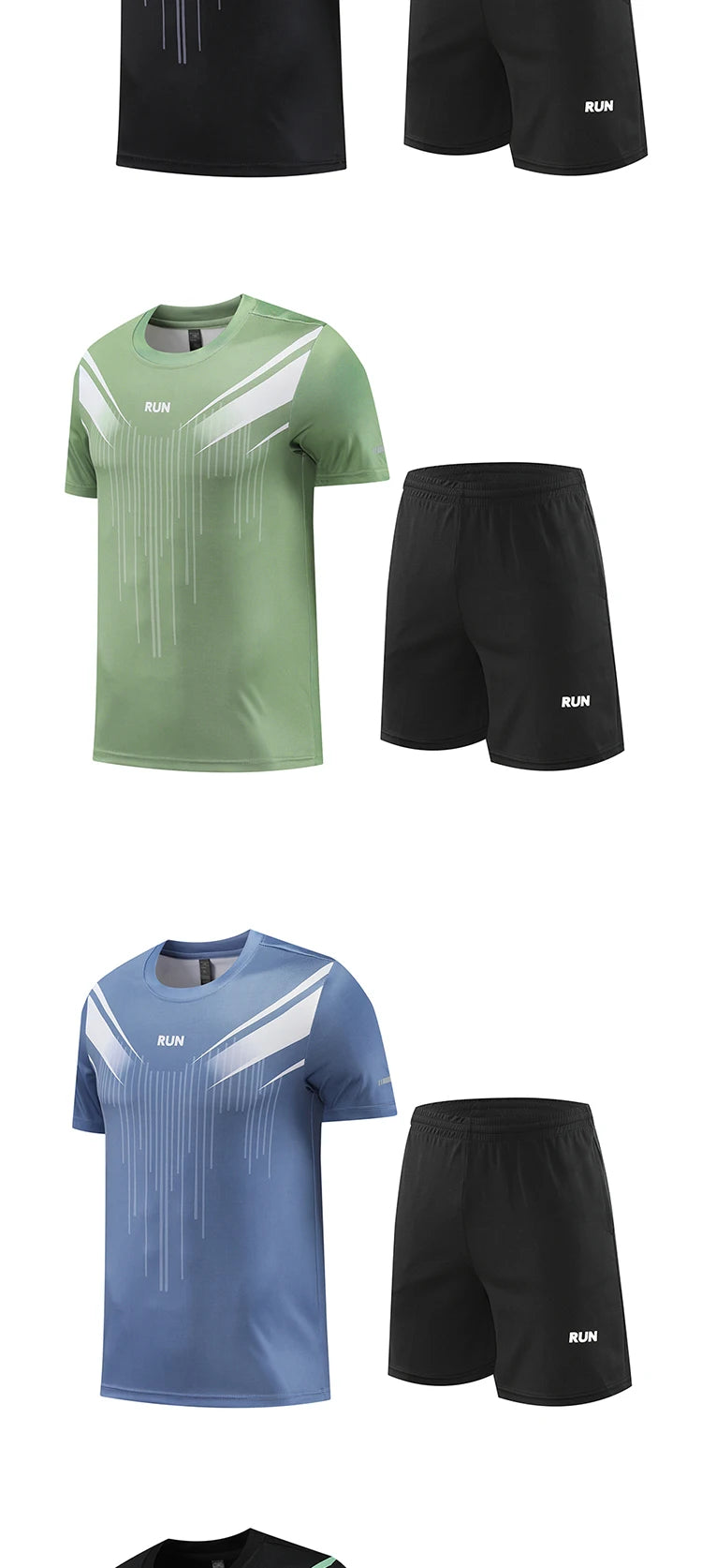 Fitness Clothes Ice Silk Quick Drying T-shirt Suit Men Short Sleeve Running Sportswear Shorts Tracksuit Gym Sports Training Sets