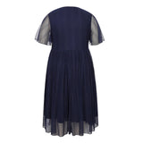 Plus Size Women's V-Neck Solid Dresses Elegant Evening Party Dress Prom Female Large Size Bridesmaid Dresses 2XL 3XL 4XL 5XL 6XL