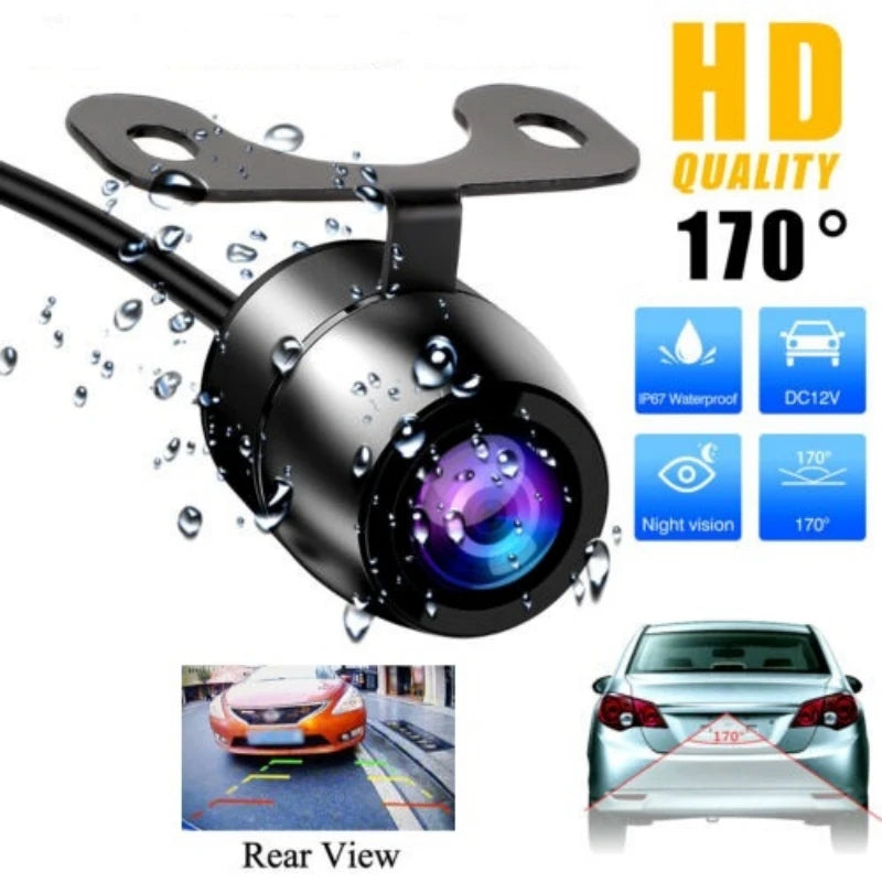 Câmera de ré automotiva à prova d'água 12V Amplo ângulo Visão noturna Estacionamento reverso CCD LED Monitor de ré universal