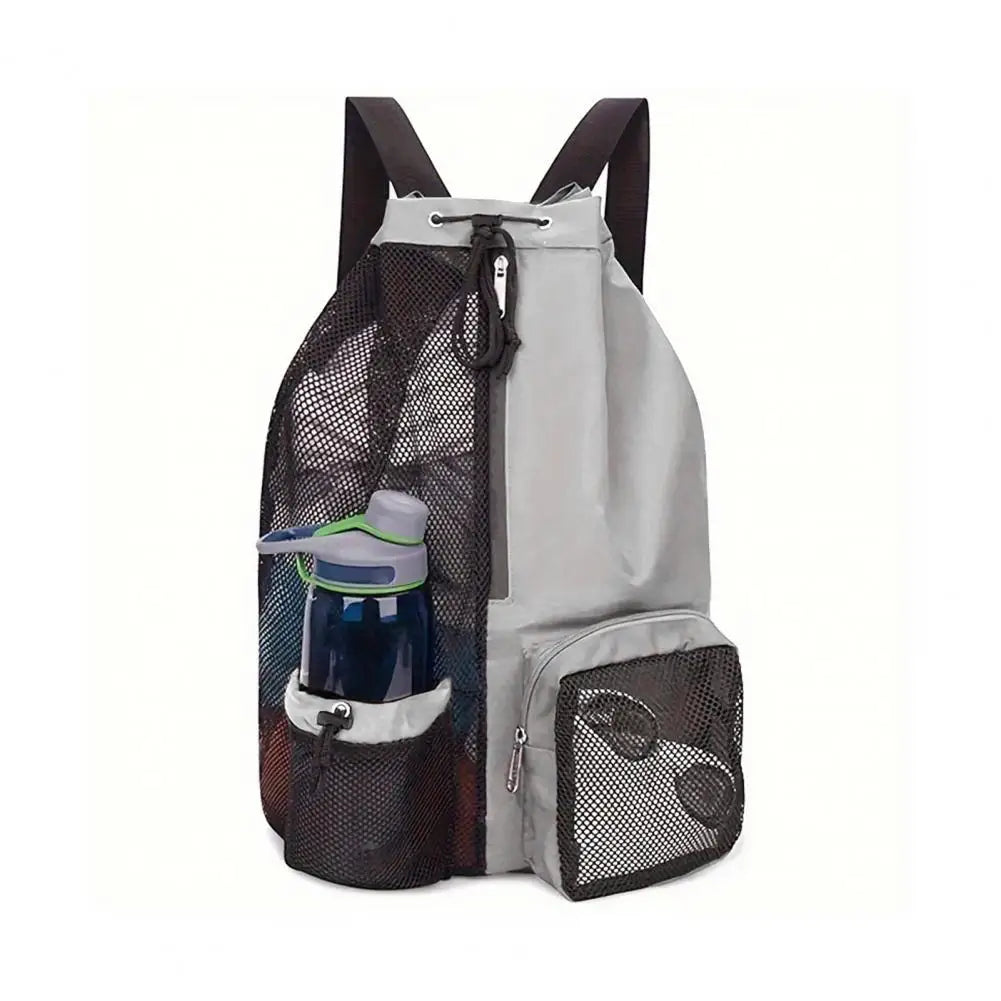 Mesh backpack, swimming drawstring bag, backpack with wet pocket, beach storage backpack, outdoor fishing bag