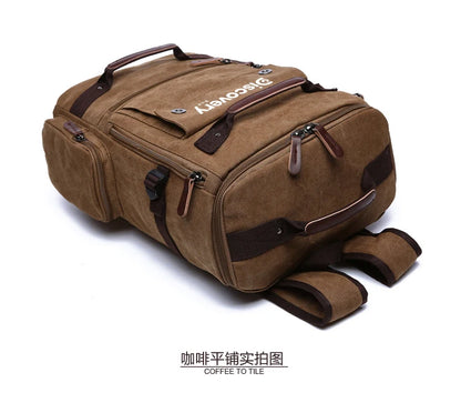 Mochila de lona multifuncional DISCOVERY-SUN, mochila informal para senderismo, mochila escolar para deportes al aire libre, mochila de viaje de gran capacidad.