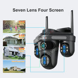 LS VISION 10X Optical Zoom 4-Screens WiFi IP Camera  35MP Outdoor Wifi Security PTZ Cam Auto Tracking Home Surveillance Cameras