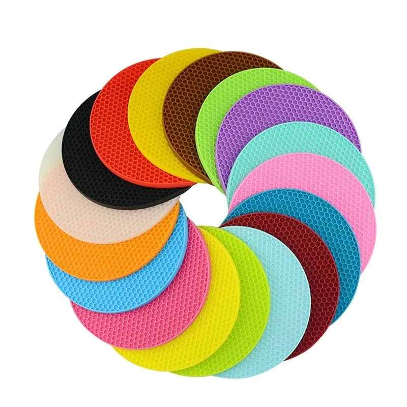 18/14cm Round Heat Resistant Silicone Mat Drink Cup Coasters Non-slip Pot Holder Table Placemat Kitchen Accessories Onderzetters