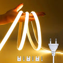 220V Led Strip with ON/OFF Switch Waterproof COB LED Strip 220V Flexible Ribbon for Room Bedroom Kitchen Outdoor Garden Lighting