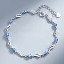 Retro 925 Sterling Silver Blue Crystal Bracelets for Women Korean Designer Hollow Adjustable Bracelets Luxury Party Jewelry Gift 
