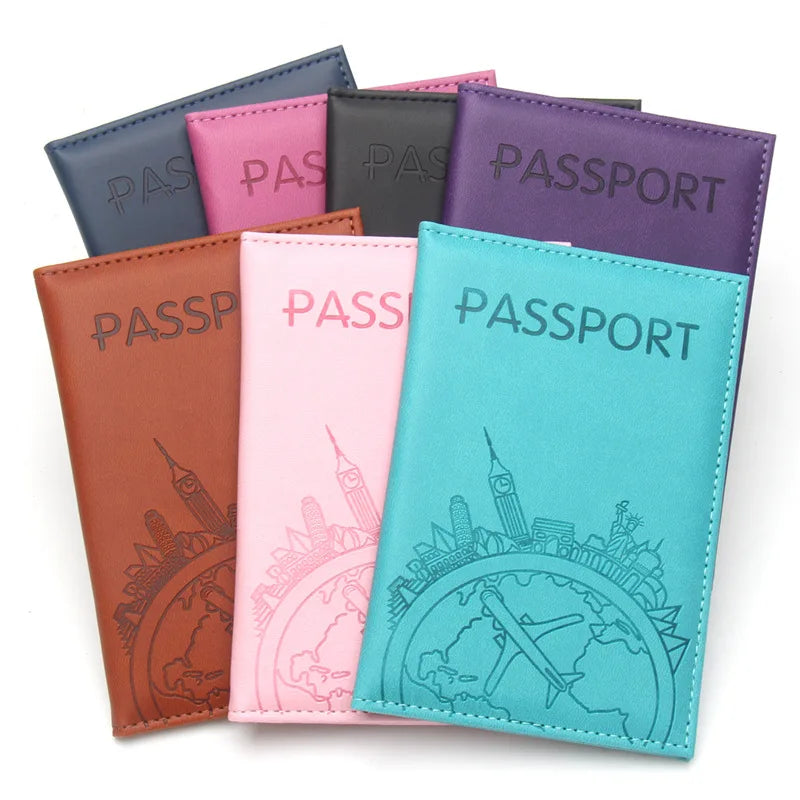 Global Flight Printed Passport Holder Leather Passport Covers Lightweight Airplane Passport Case Id Holder Plane Ticket Holder