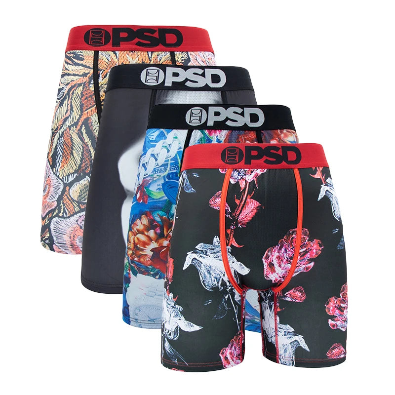 4Pcs Sexy Men Underwear Boxer Shorts Print Boxershorts Panty Cueca Male Panties Lingerie Fashion Underpants man