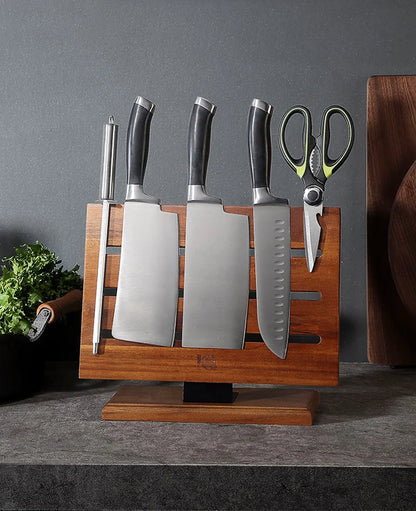 Magnetic Knife Stand Board Acacia Wood Kitchen Display Knife Holder Restaurant Hotel Slicer Butcher Cleaver Magnet Knife Rack