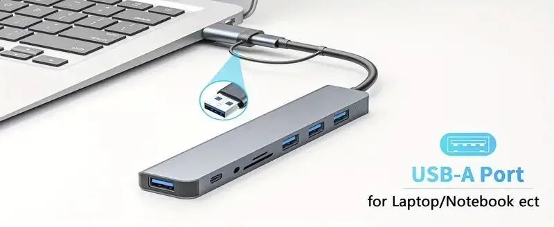 8 In 2 USB HUB With Splitter Card Reader, USB C Port, USB 3.0 / 2.0, SD/TF Splitter Card Reader, Docking Station