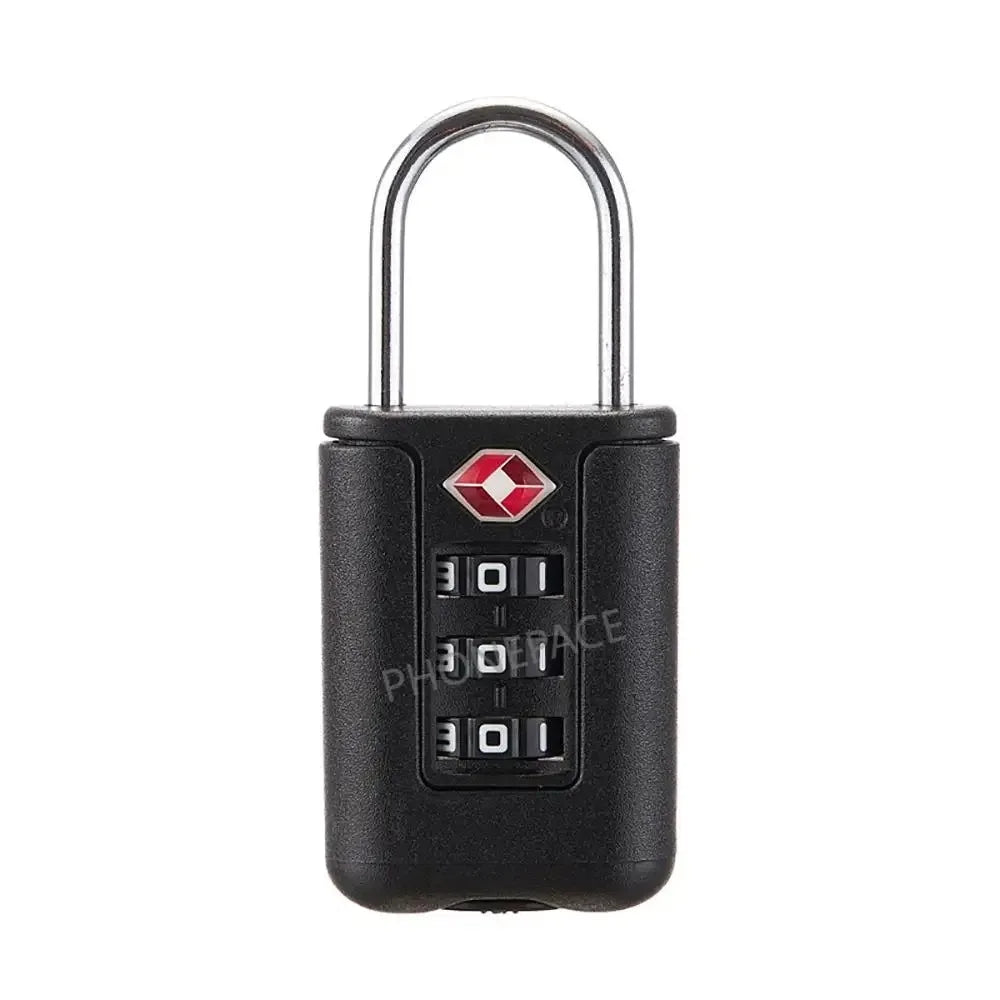 TSA Customs Code Lock for Travel Luggage Password Changeable Black Lock Contrast Design Padlock 3 Digit Combination Lock