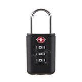 TSA Customs Code Lock for Travel Luggage Password Changeable Black Lock Contrast Design Padlock 3 Digit Combination Lock