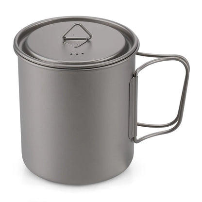 Taza de agua ultraligera de titanio Lixada con asa plegable, portátil para exteriores, camping, picnic, 300 ml/350 ml/550 ml/650 ml